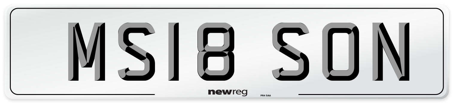 MS18 SON Number Plate from New Reg